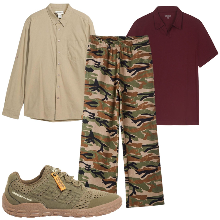 Outfit uomo - Total look #2410061. Stile Urban per Tutti i giorni. Abbinamento con sneakers, camicie, pantaloni, polo.