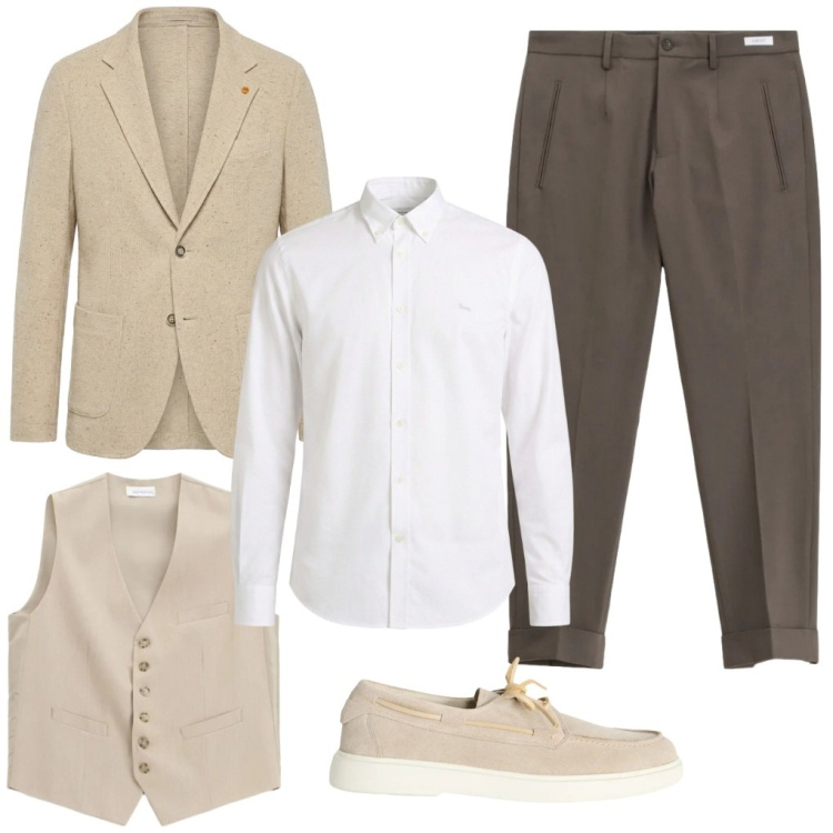 Outfit uomo - 149. Giacca o gilet?. Stile Business/Elegante per Cerimonia. Abbinamento con gilet, pantaloni, scarpe stringate, camicie, giacche.