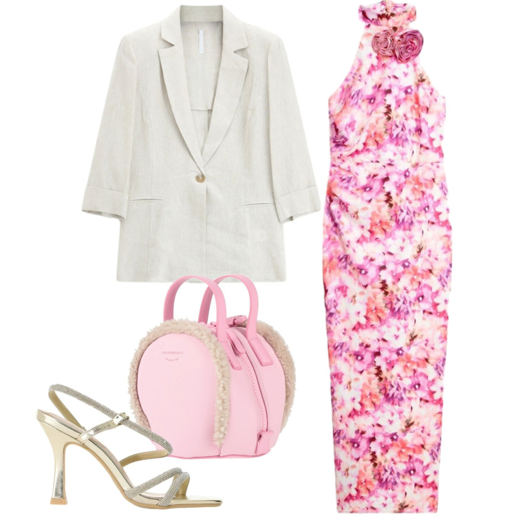 Outfit donna - Total look. Stile Chic per Cerimonia. Abbinamento con zaini, vestiti lunghi, sandali col tacco, blazer.