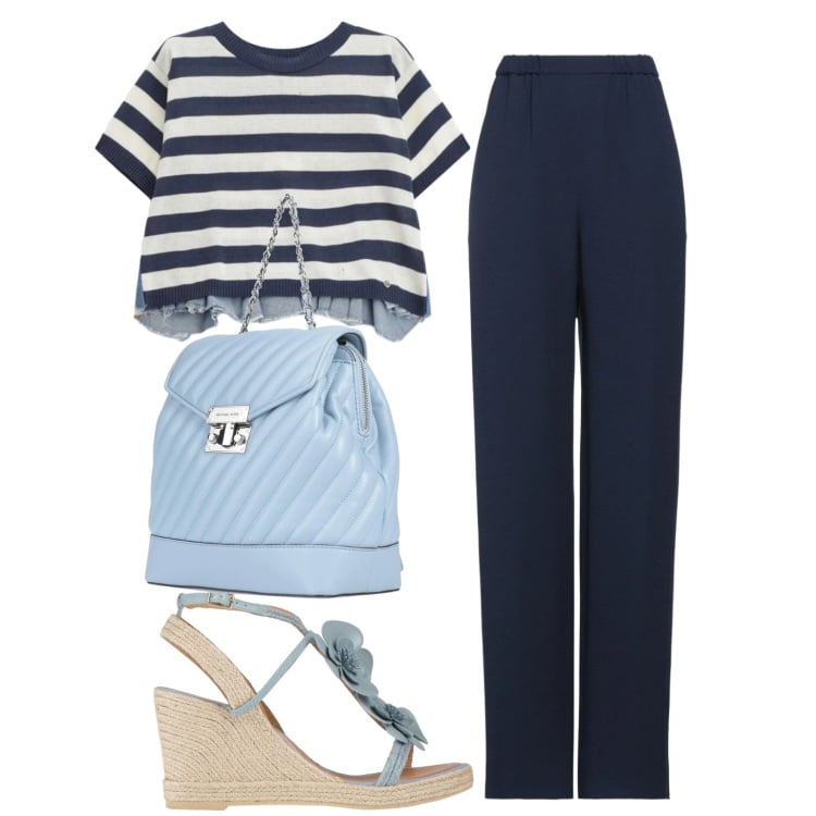 Outfit donna - Aperitivo. Stile Boho per Serata fuori. Abbinamento con pantaloni, espadrillas, zaini, t-shirt.