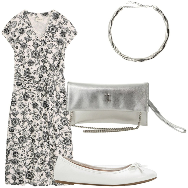 Outfit donna - Total look #2410177. Stile Chic per Serata fuori. Abbinamento con vestiti, ballerine, borse a tracolla, collane.