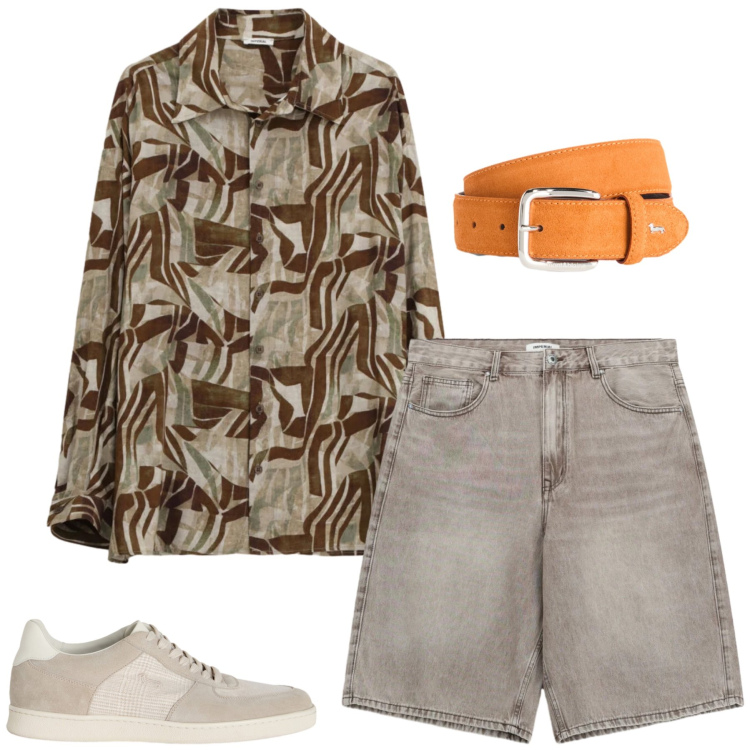 Outfit uomo - Total look #2410211. Stile Trendy per Tutti i giorni. Abbinamento con camicie, bermuda, cinture, sneakers.
