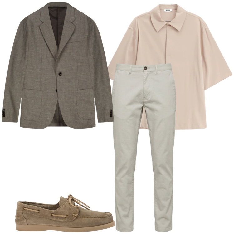 Outfit uomo - Total look #2410221. Stile Trendy per Ufficio. Abbinamento con camicie a manica corta, scarpe stringate, pantaloni, giacche.