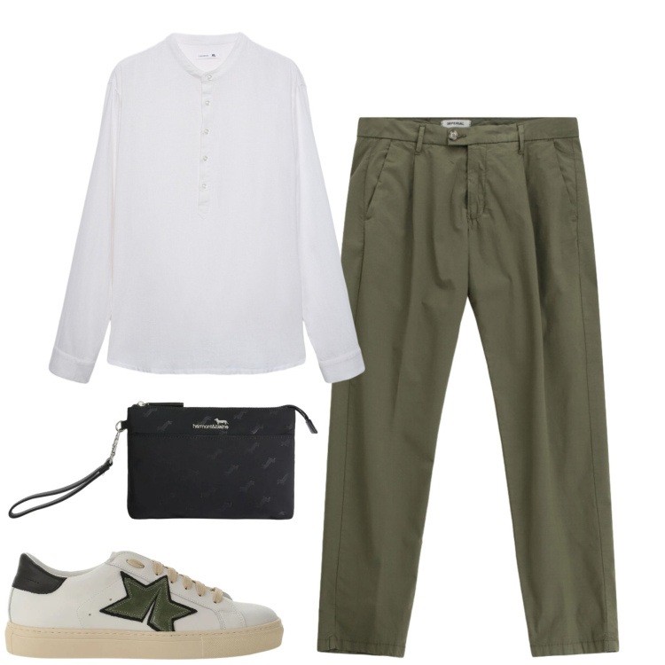 Outfit uomo - Giugno. Stile Urban per Tutti i giorni. Abbinamento con camicie, sneakers, pantaloni, borse sportive.