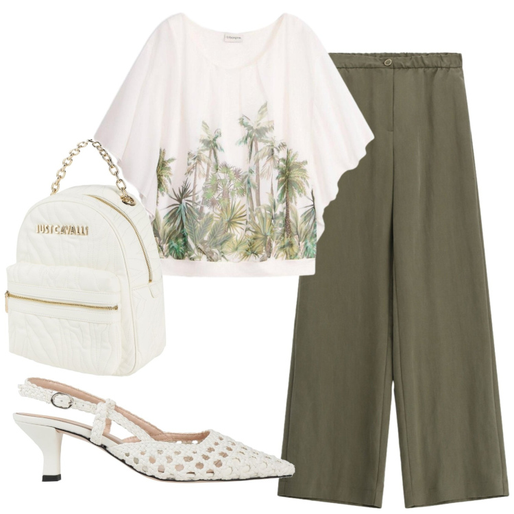 Outfit donna - Total look #2410247. Stile Basic per Ufficio. Abbinamento con décolleté, zaini, bluse, pantaloni a palazzo.