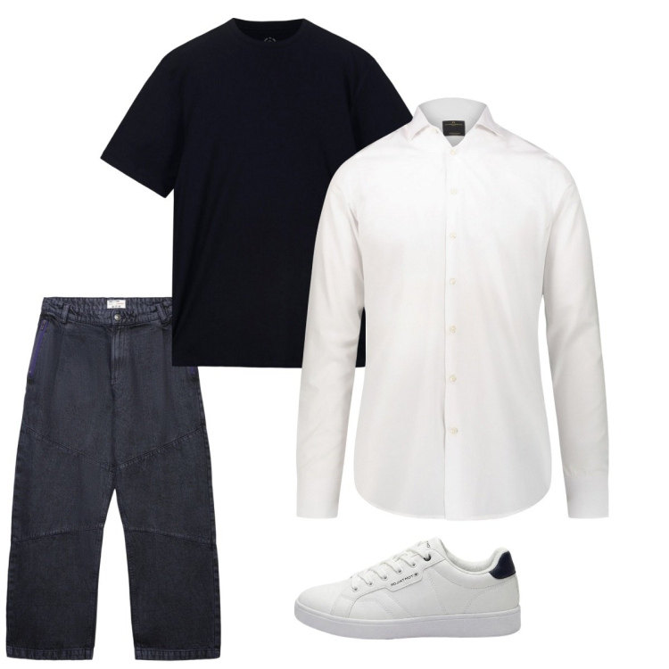 Outfit uomo - Maggio. Stile Casual per Tutti i giorni. Abbinamento con sneakers, jeans dritti, camicie, t-shirt.