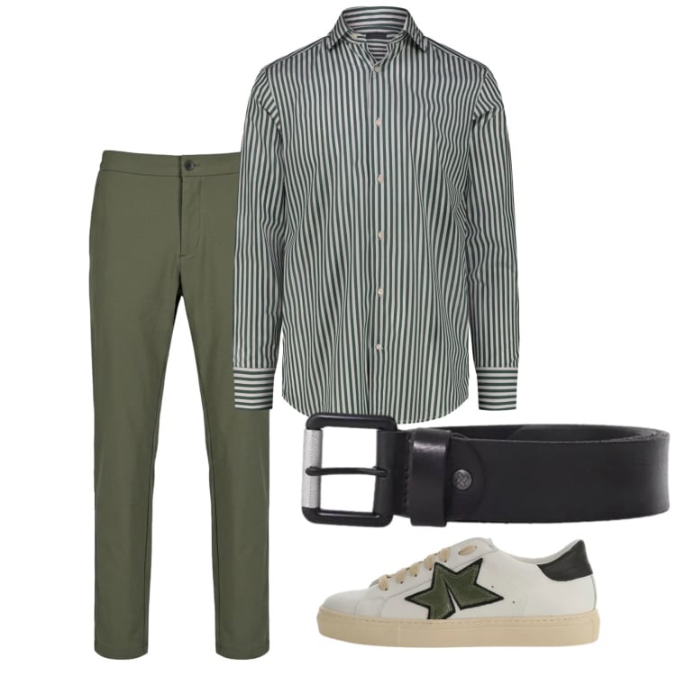 Outfit uomo - Maggio. Stile Casual per Tutti i giorni. Abbinamento con sneakers, cinture, pantaloni, camicie.