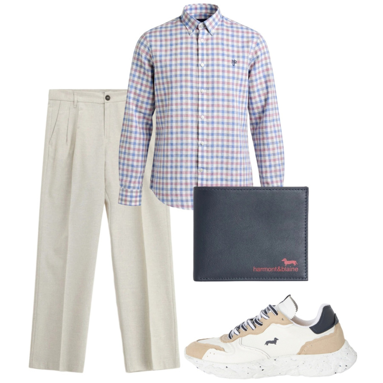 Outfit uomo - Maggio. Stile Casual per Tutti i giorni. Abbinamento con pantaloni, portafogli, sneakers, camicie.