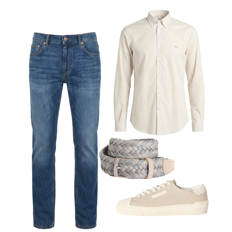 Outfit uomo - Maggio. Stile Casual per Tutti i giorni. Abbinamento con sneakers, camicie, jeans, cinture.
