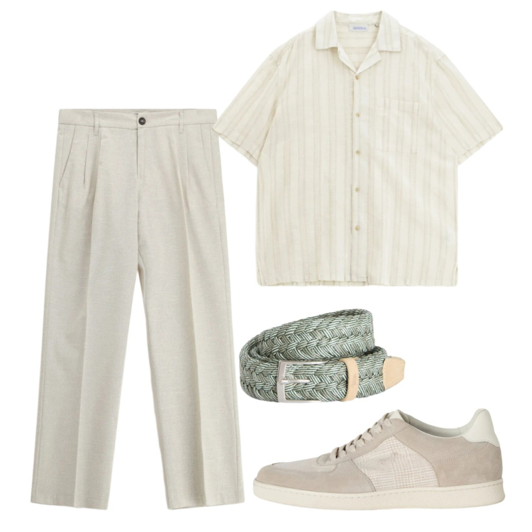 Outfit uomo - Maggio. Stile Casual per Tutti i giorni. Abbinamento con pantaloni, camicie a manica corta, sneakers, cinture.