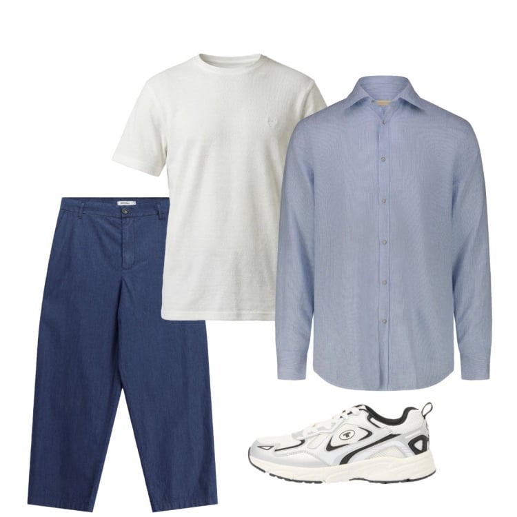 Outfit uomo - Maggio. Stile Casual per Tutti i giorni. Abbinamento con sneakers, jeans, t-shirt, camicie.