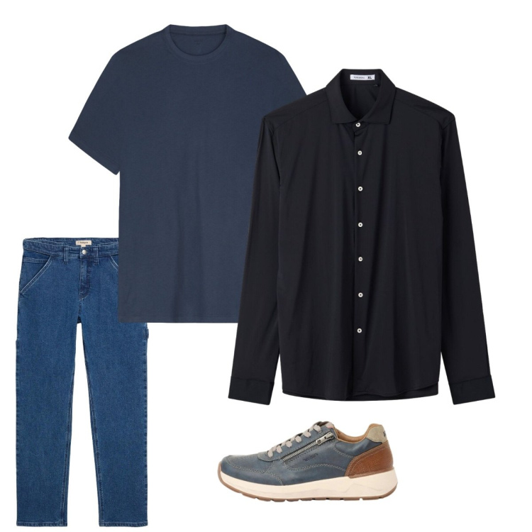 Outfit uomo - Maggio. Stile Casual per Tutti i giorni. Abbinamento con sneakers, jeans dritti, camicie, t-shirt.
