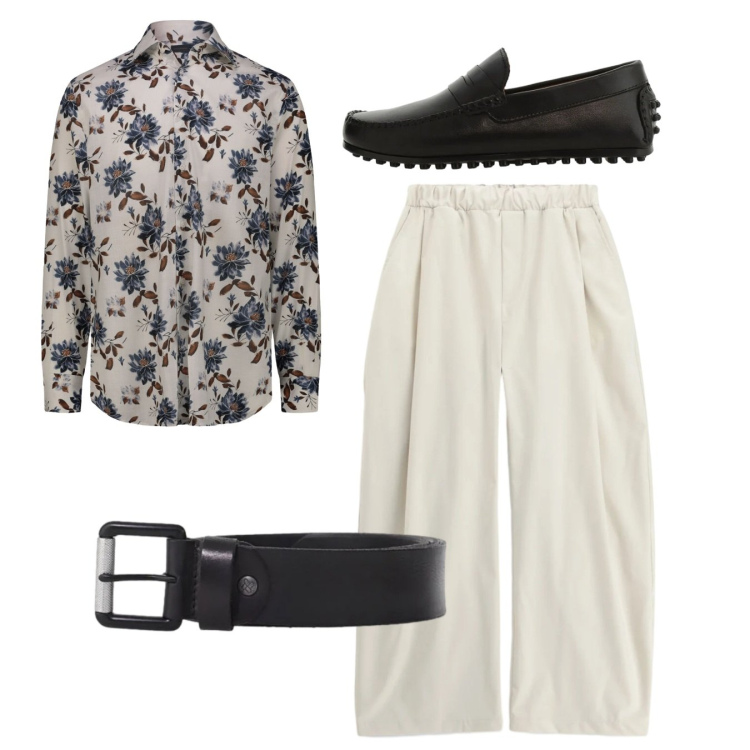 Outfit uomo - Total look. Stile Casual per Tutti i giorni. Abbinamento con scarpe stringate, cinture, pantaloni, camicie.