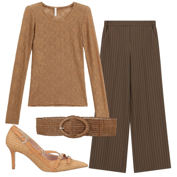 Outfit donna - Total look #2410374. Stile Basic per Ufficio. Abbinamento con décolleté, cinture, bluse, pantaloni a palazzo.
