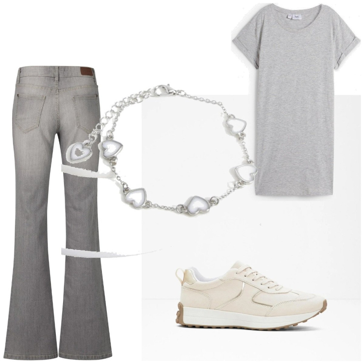 Outfit femme - Urban #2602. Style Urban pour Tous les jours. Assortir avec t-shirts, jean bootcut, sneakers, bracelets.