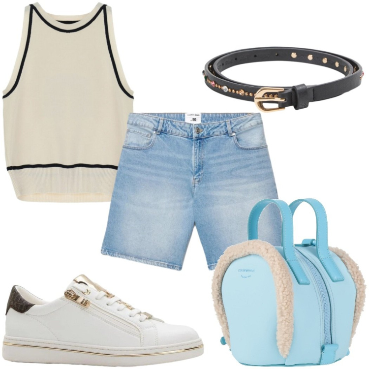 Outfit donna - Total look #2410386. Stile Basic per Tutti i giorni. Abbinamento con zaini, sneakers, cinture, shorts, top.