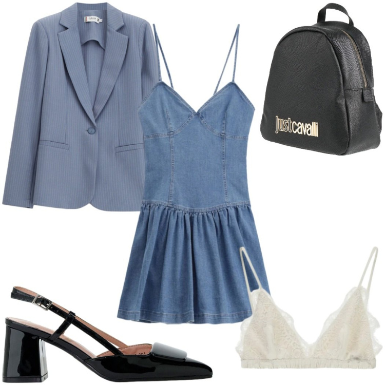 Outfit donna - Total look #2410404. Stile Trendy per Tutti i giorni. Abbinamento con zaini, reggiseni, décolleté, vestiti corti, blazer.