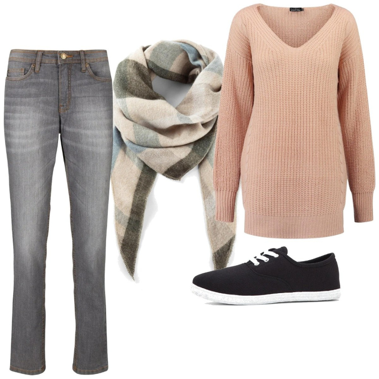 Outfit femme - Basique #2303. Style Basique pour Tous les jours. Assortir avec sneakers, jeans mom, foulards, pulls.