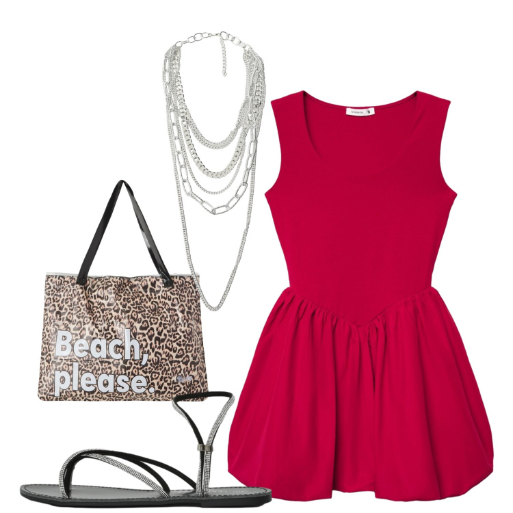 Outfit donna - Total look. Stile Bon Ton per Tutti i giorni. Abbinamento con borse tote, sandali, vestiti corti, collane.