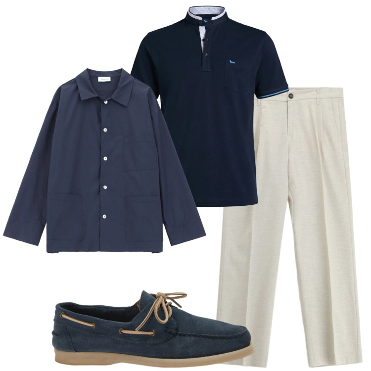 Outfit uomo - Total look #2410496. Stile Business/Elegante per Ufficio. Abbinamento con pantaloni, camicie, scarpe stringate, polo.