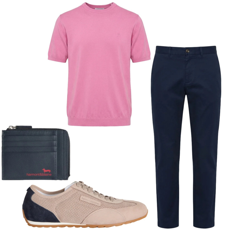 Outfit uomo - Total look #2410497. Stile Trendy per Tutti i giorni. Abbinamento con sneakers, portamonete, pantaloni, t-shirt.