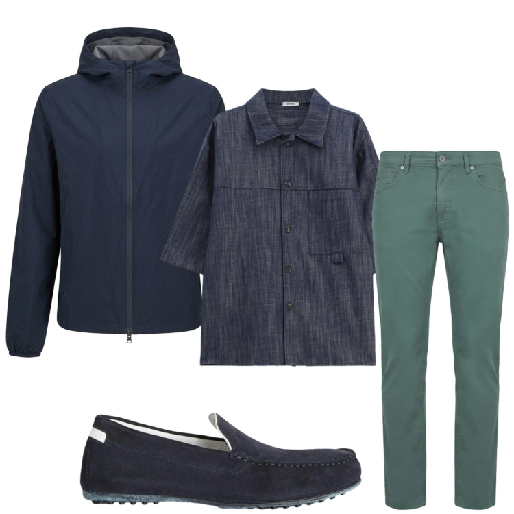 Outfit uomo - Total look #2410504. Stile Casual per Tutti i giorni. Abbinamento con camicie a manica corta, scarpe stringate, pantaloni, giacche.