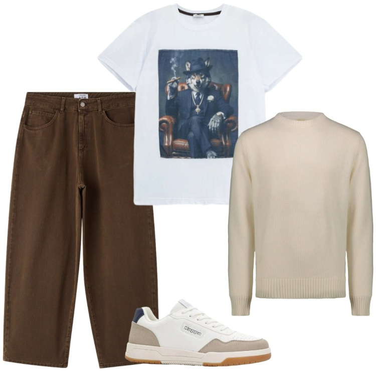 Outfit uomo - 153. A posto così!. Stile Urban per Tutti i giorni. Abbinamento con sneakers, pantaloni, t-shirt, maglieria.