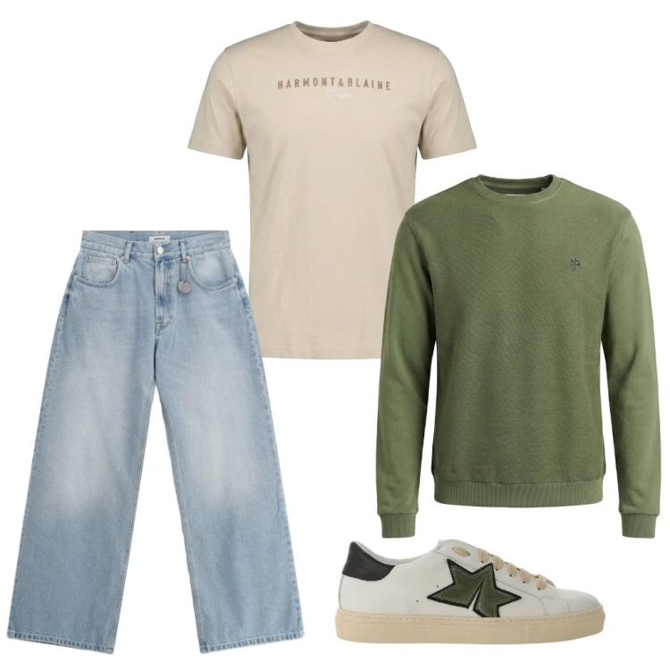 Outfit uomo - 154. Bellino bellino. Stile Urban per Tutti i giorni. Abbinamento con jeans, sneakers, felpe, t-shirt.