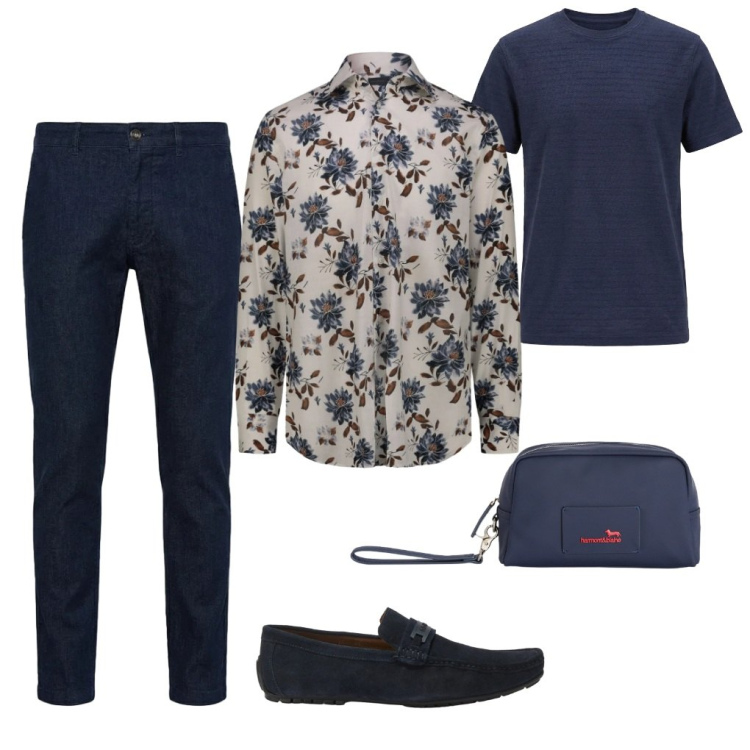 Outfit uomo - 157. Anni \'90. Stile Casual per Ufficio. Abbinamento con borse sportive, scarpe stringate, jeans, t-shirt, camicie.