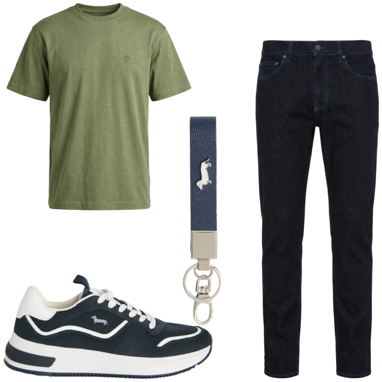 Outfit uomo - Total look #2410526. Stile Casual per Tutti i giorni. Abbinamento con jeans, sneakers, portachiavi, t-shirt.
