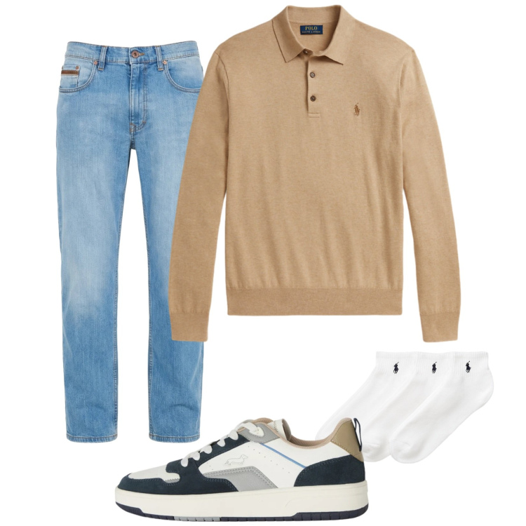 Outfit uomo - Total look #2410661. Stile Casual per Tutti i giorni. Abbinamento con jeans, sneakers, calzini, maglieria.