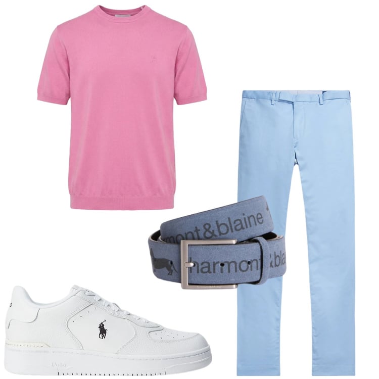 Outfit uomo - Total look #2410667. Stile Casual per Tutti i giorni. Abbinamento con cinture, t-shirt, sneakers, pantaloni.
