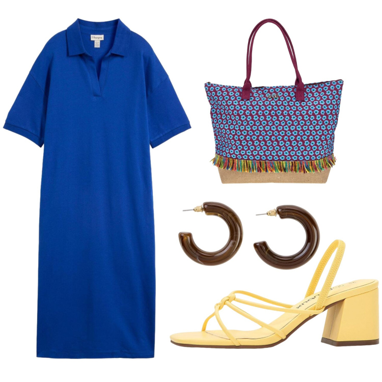 Outfit donna - Total look #2410752. Stile Etnico per Tutti i giorni. Abbinamento con sandali col tacco, vestiti midi/longuette, orecchini, borse a spalla.