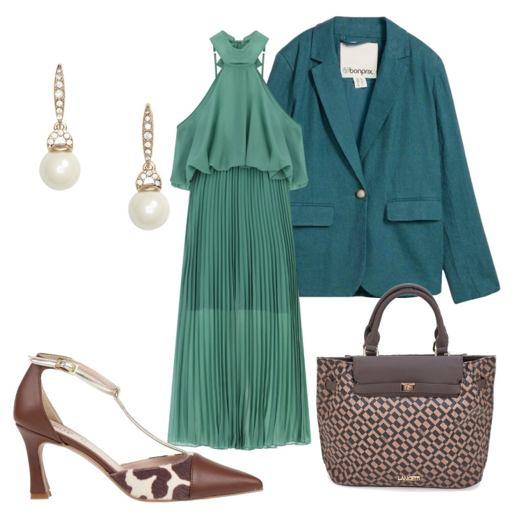 Outfit donna - Finishing touch. Stile Chic per Cerimonia. Abbinamento con décolleté, blazer, vestiti lunghi, orecchini, borse a mano.
