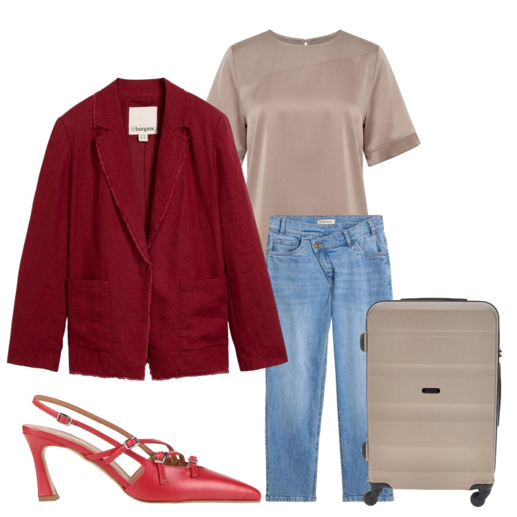 Outfit donna - Un blazer colorato - @ambrosiajsi. Stile Urban per Tutti i giorni. Abbinamento con décolleté, blazer, jeans mom, bluse, valigie.