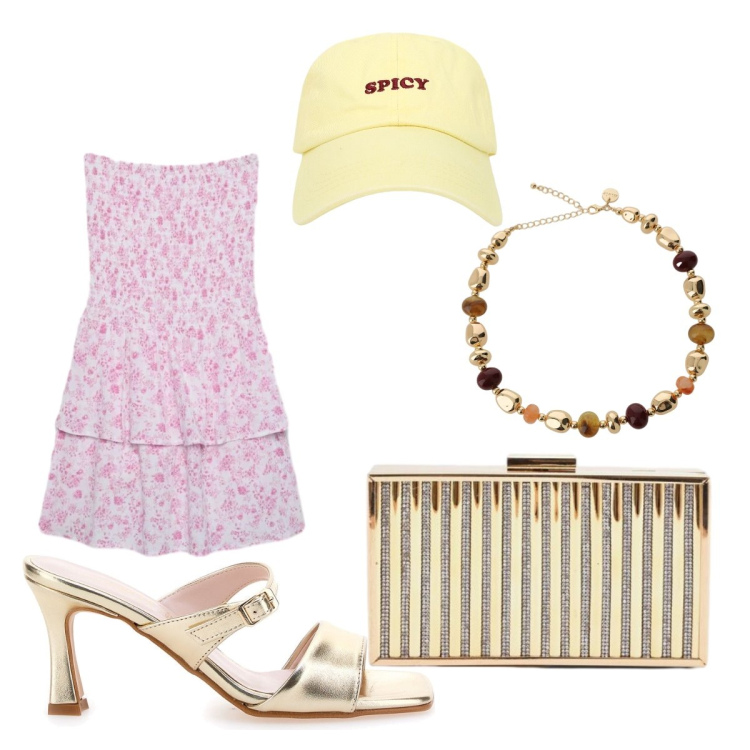 Outfit donna - Giugno: un tocco di giallo - @susystyle. Stile Glamour per Cerimonia. Abbinamento con cappelli con visiera, vestiti corti, clutch, collane, scarpe col tacco.