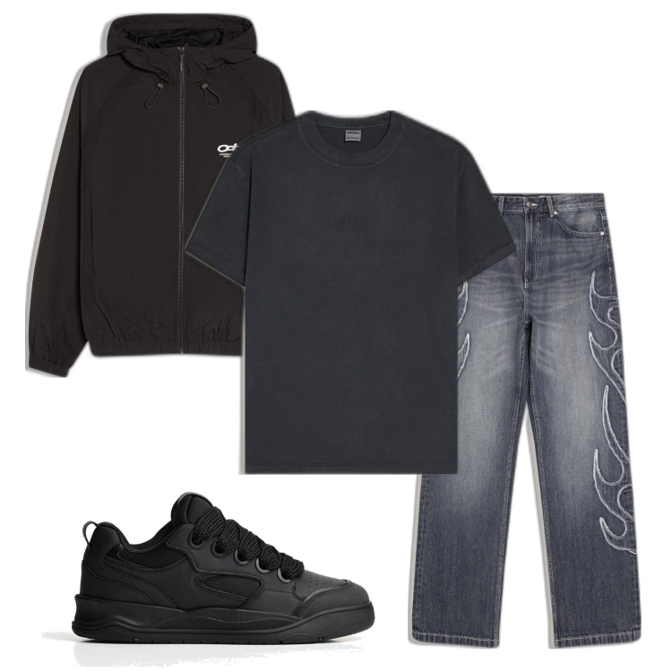 Outfit hombre - Casual look. Estilo Casual para Todos los días. Combinación con sneakers, vaqueros, chaquetas, camiseta.