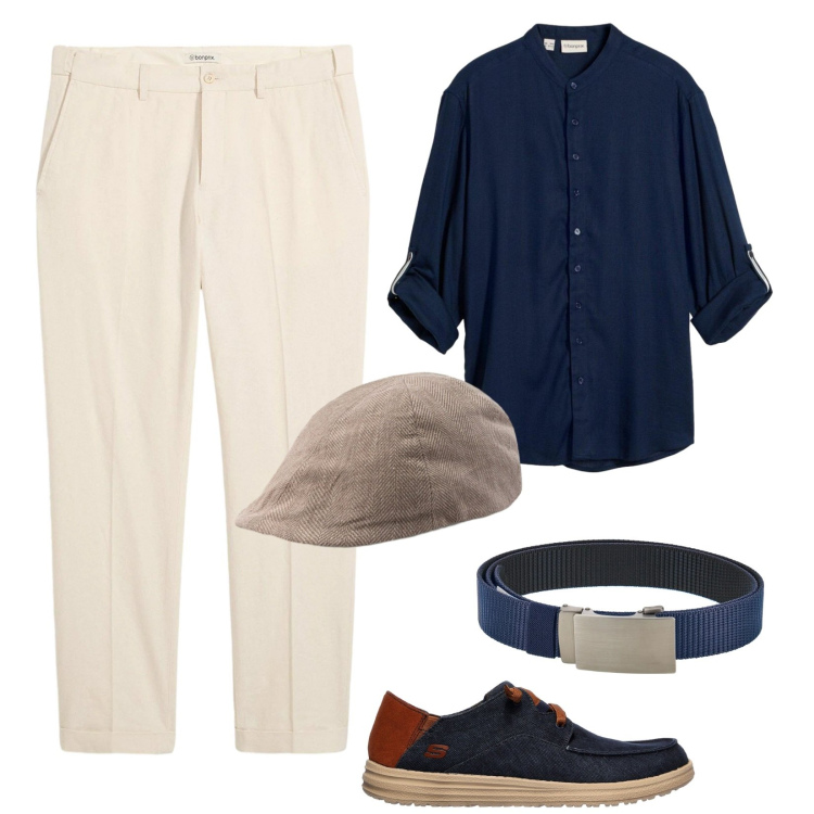 Outfit uomo - Lino d\'estate. Stile Urban per Tutti i giorni. Abbinamento con pantaloni, camicie, cappelli e berretti, cinture, scarpe stringate.