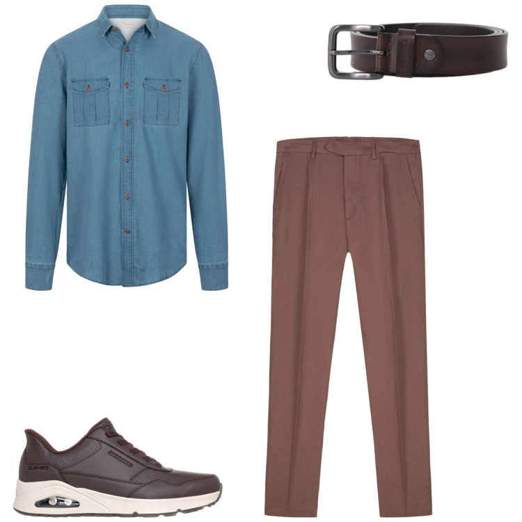 Outfit uomo - La camicia misto lino. Stile Urban per Tutti i giorni. Abbinamento con cinture, camicie, pantaloni, sneakers.