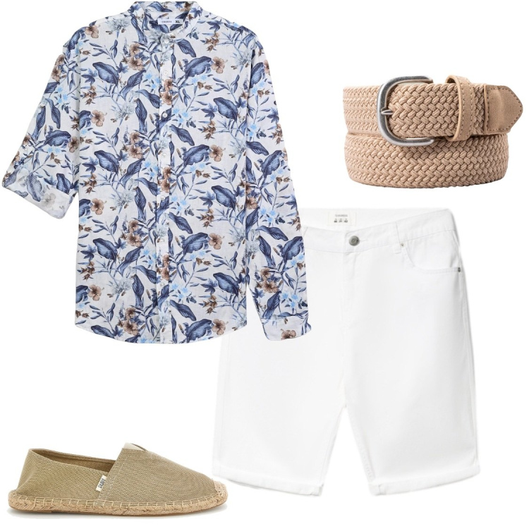 Outfit uomo - I bermuda. Stile Casual per Tutti i giorni. Abbinamento con camicie, bermuda, cinture, espadrillas.