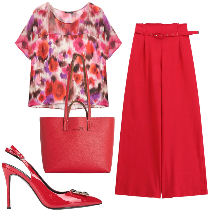 Outfit donna - Total look #2410959. Stile Basic per Serata fuori. Abbinamento con décolleté, pantaloni a palazzo, shopping bag, bluse.