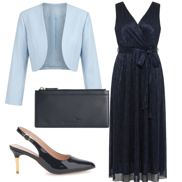 Outfit donna - Total look #2410962. Stile Chic per Cerimonia. Abbinamento con bolero, portafogli, vestiti, décolleté.