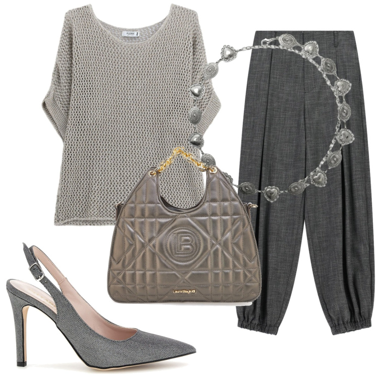 Outfit donna - Total look #2410980. Stile Basic per Serata fuori. Abbinamento con cinture, pantaloni a palazzo, top, borse a mano, décolleté.