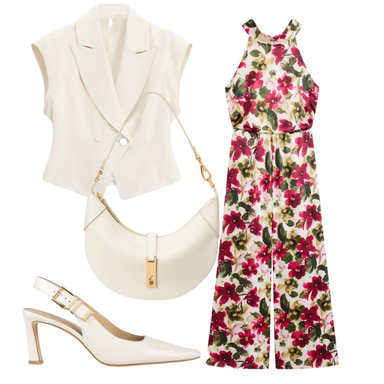 Outfit donna - Total look #2411004. Stile Chic per Cerimonia. Abbinamento con décolleté, tute, gilet, borse a spalla.