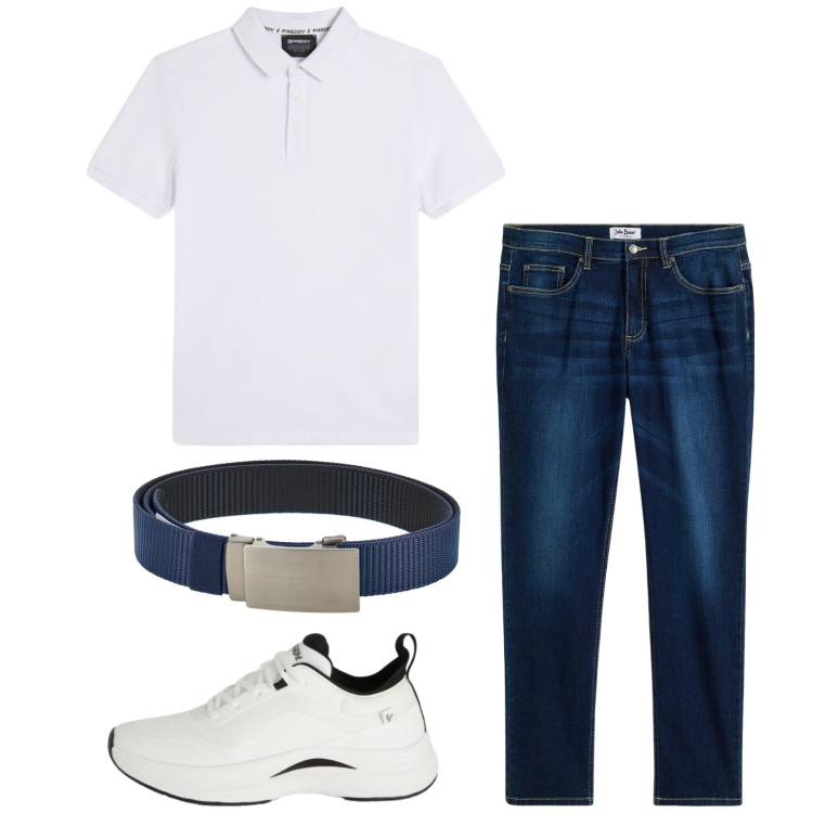 Outfit uomo - Total look #2411015. Stile Casual per Tutti i giorni. Abbinamento con jeans, sneakers, polo, cinture.