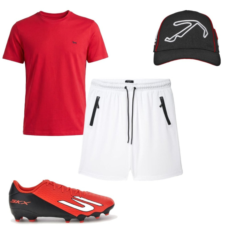 Outfit uomo - G. Partitella?. Stile Urban per Sport. Abbinamento con cappelli con visiera, pantaloncini sportivi, pantaloni corti, t-shirt, scarpe sportive.