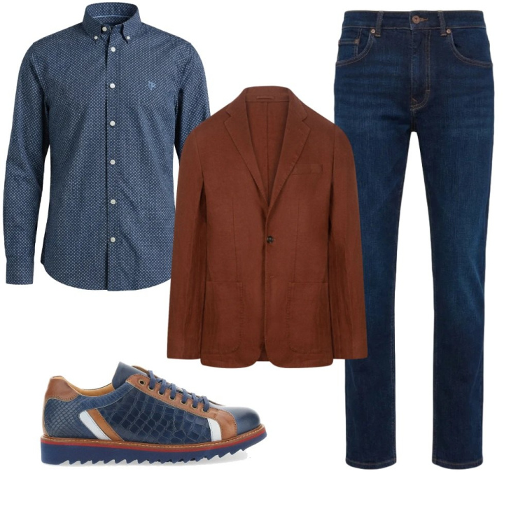 Outfit uomo - G. La giacca in lino. Stile Casual per Ufficio. Abbinamento con jeans, camicie, giacche, scarpe stringate.