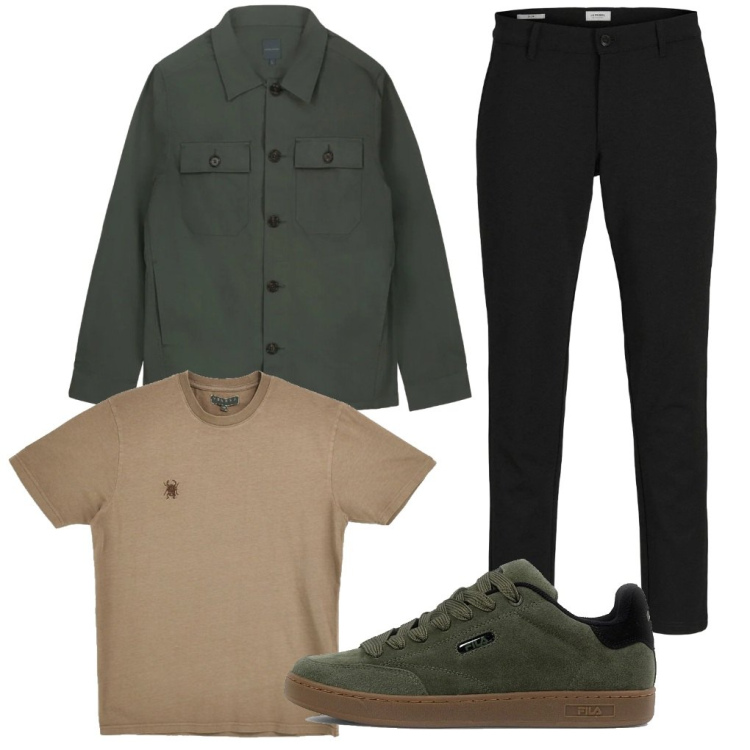 Outfit uomo - G. Nameless. Stile Trendy per Tutti i giorni. Abbinamento con pantaloni chino, cappotti, sneakers, t-shirt.