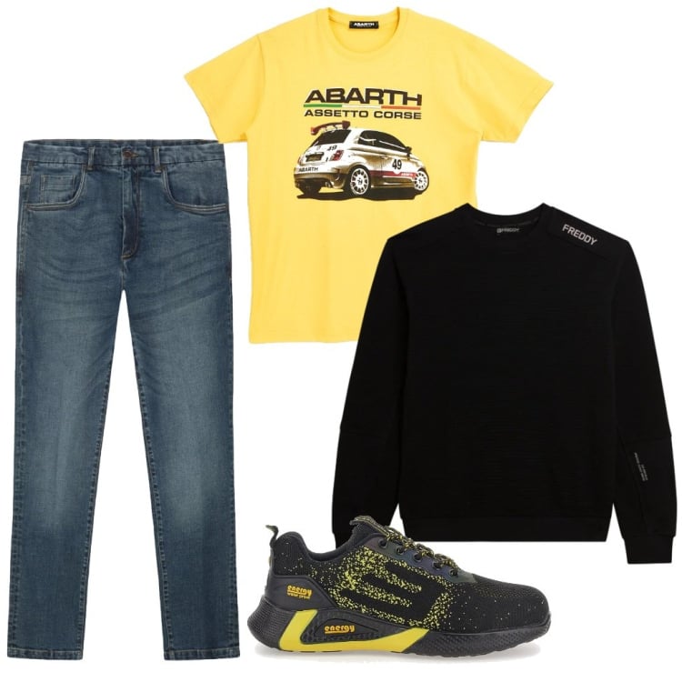 Outfit uomo - G. Reparto corse. Stile Biker Rock per Tutti i giorni. Abbinamento con felpe, jeans, sneakers, t-shirt.