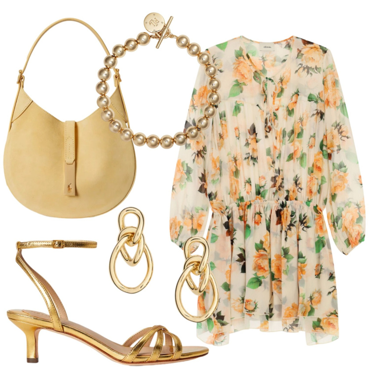 Outfit donna - Total look #2411050. Stile Romantica per Serata fuori. Abbinamento con vestiti corti, sandali in pelle, borse a spalla, braccialetti, orecchini.